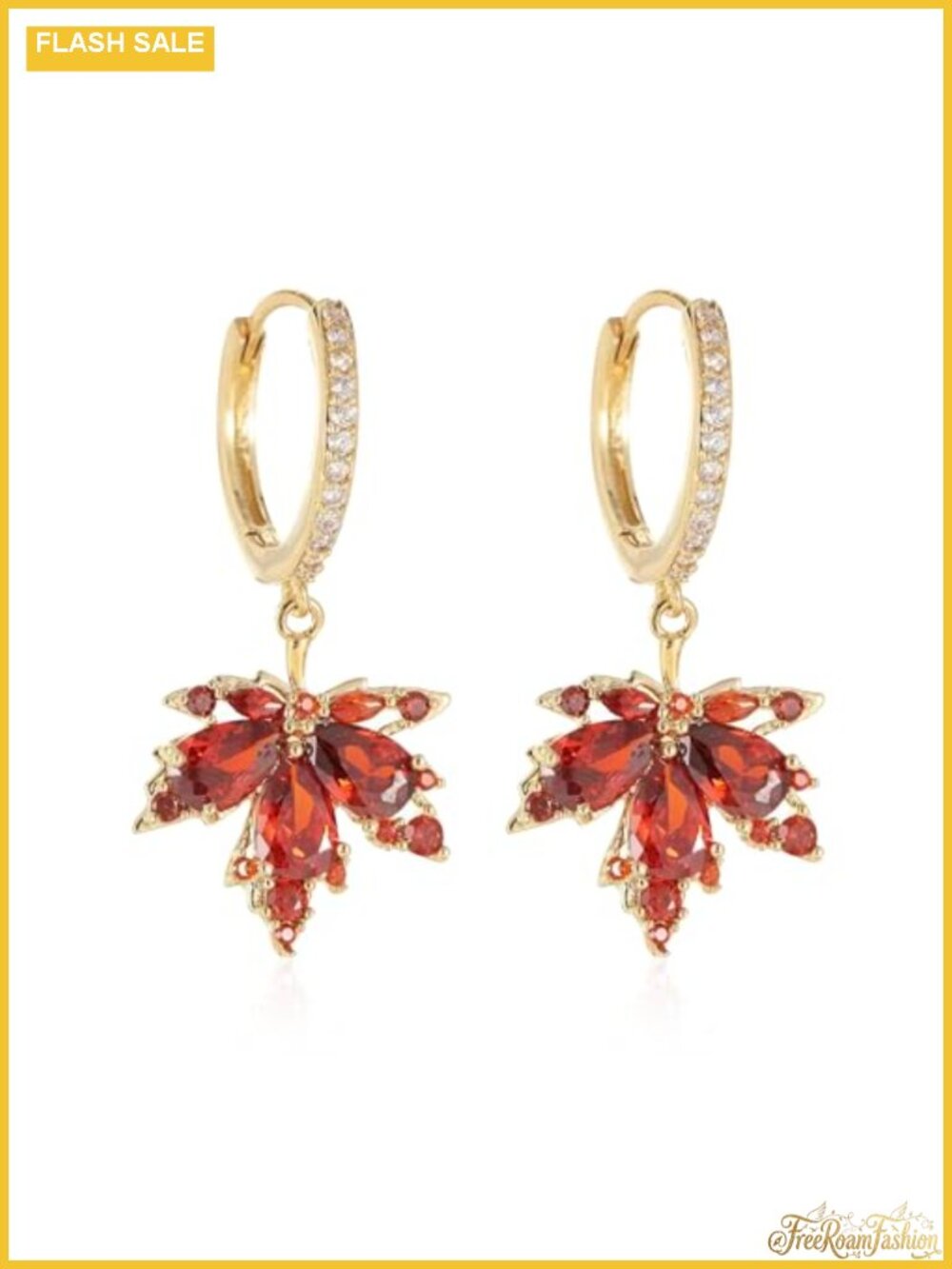 Crystal Maple Leaf Dangle Earrings Stainless Steel Fall Jewelry